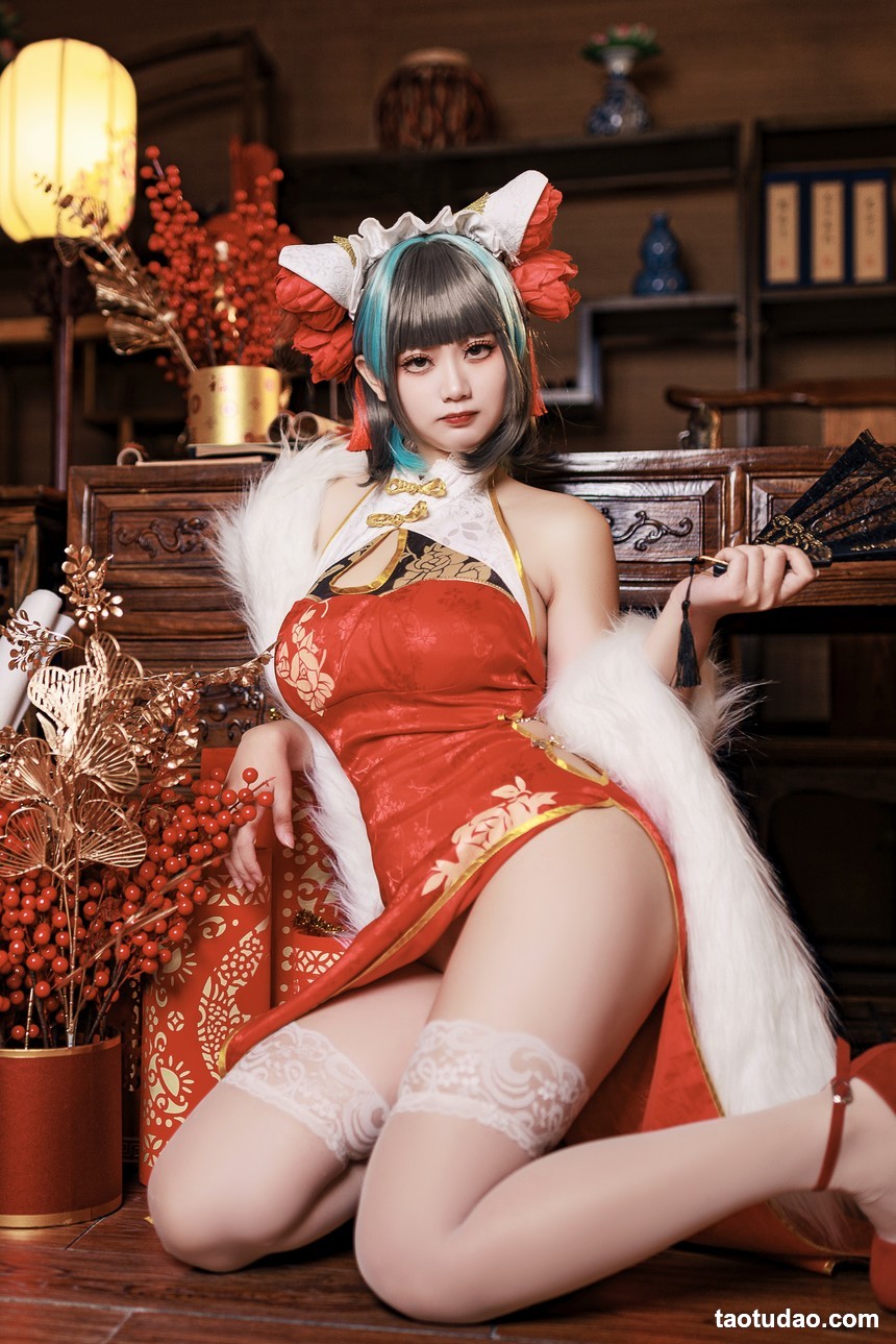 阿雪雪 – NO.050 碧蓝航线 柴郡新年旗袍[91P-2.27G]