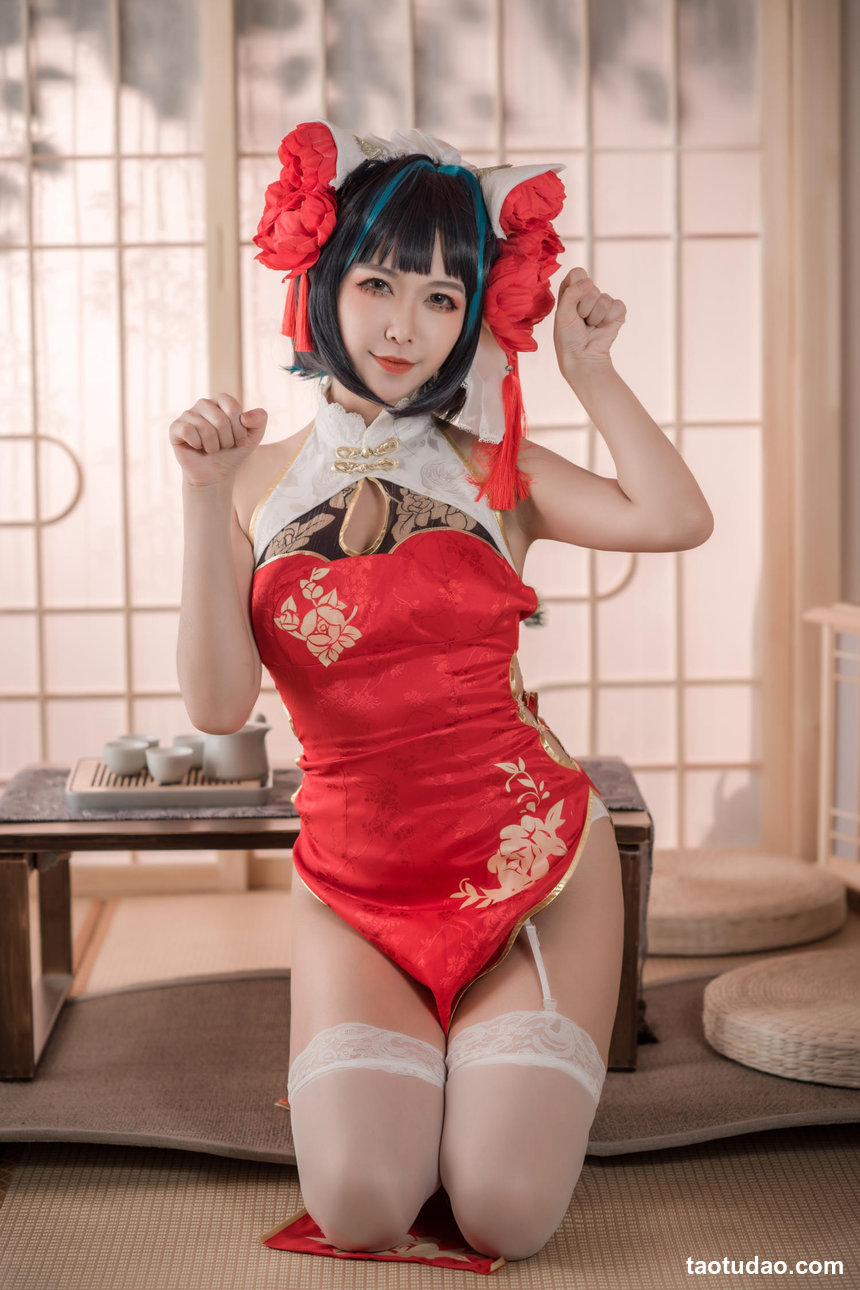 源纱希喵喵喵 – NO.039 柴郡红色旗袍