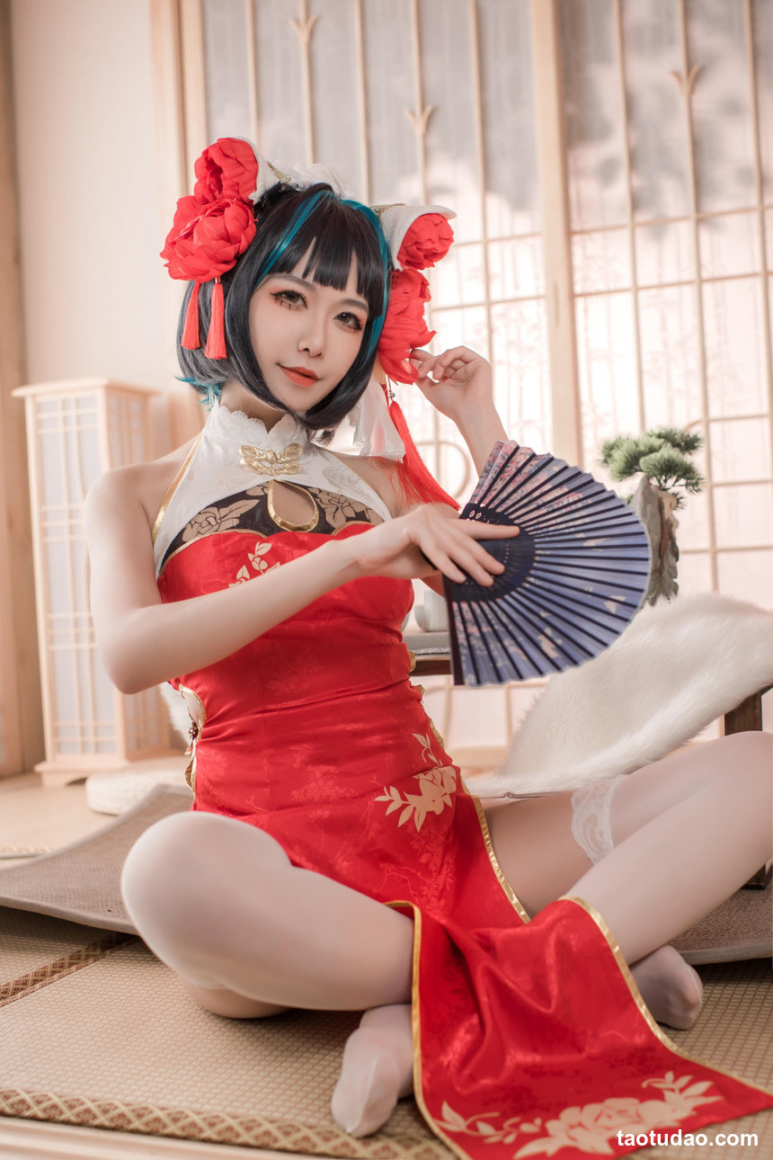 源纱希喵喵喵 – NO.039 柴郡红色旗袍