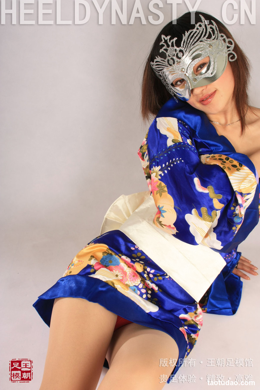 [王朝贵足]0031 室内套图 宣萱东瀛风情日式蓝色和服肉色丝袜系列B