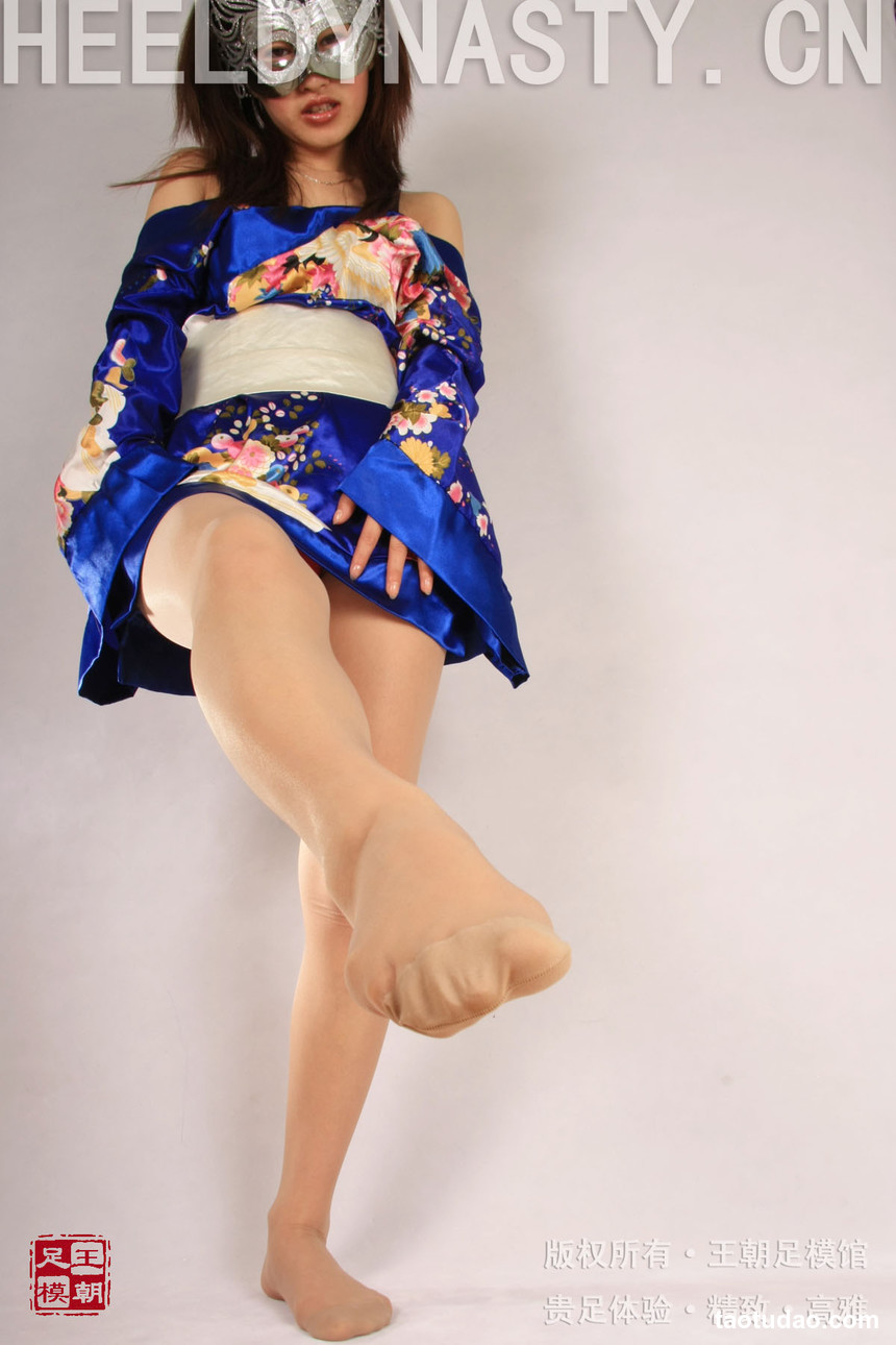[王朝贵足]0036 室内套图 宣萱东瀛风情日式蓝色和服肉色丝袜系列C