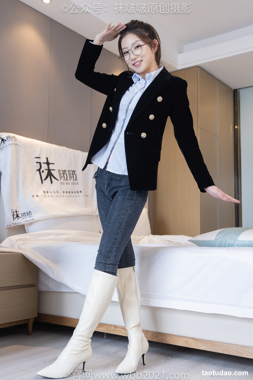 BoBoSocks袜啵啵 积分限定作品024 小沫-高跟长靴、紫色棉袜